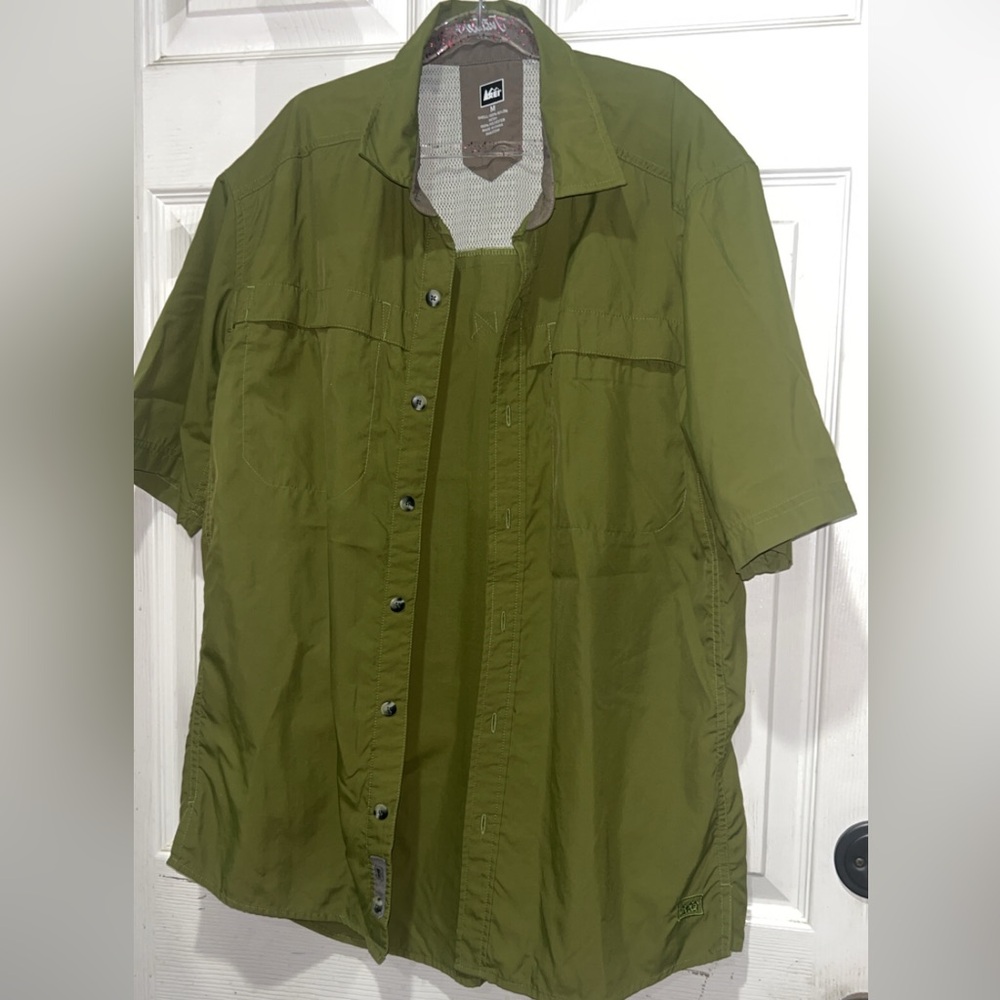 REI Co-op men's green vented performance hiking shirt #outdoor #hiking